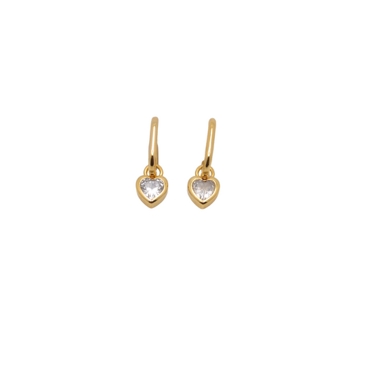 Ode Veza Diamond Heart Drop Yellow Gold Earring