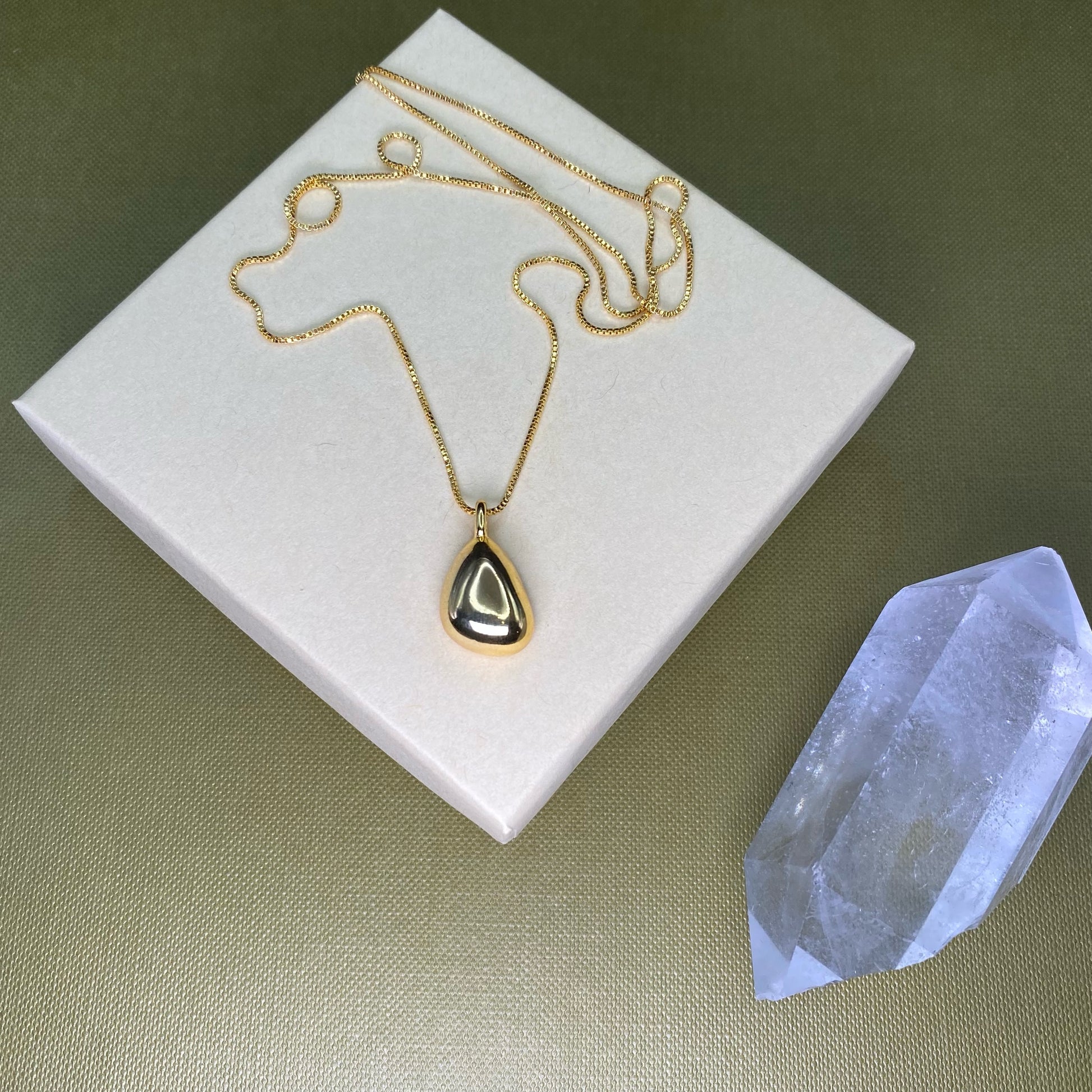 Long Pendant Yellow Gold Necklace