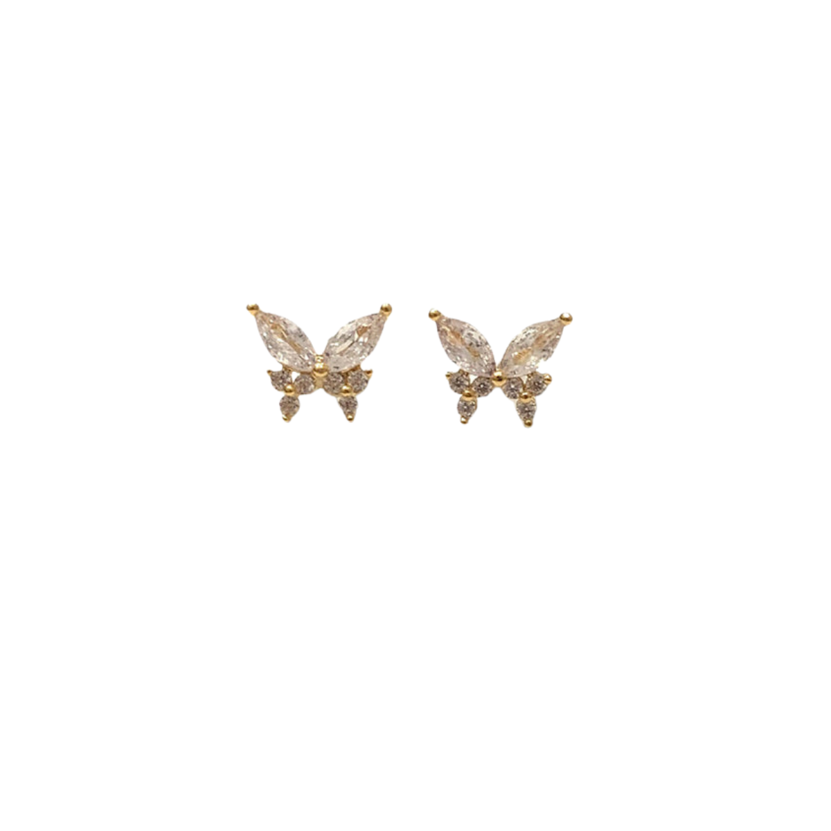 Ode Veza Diamond Butterfly Stud Yellow Gold Earrings