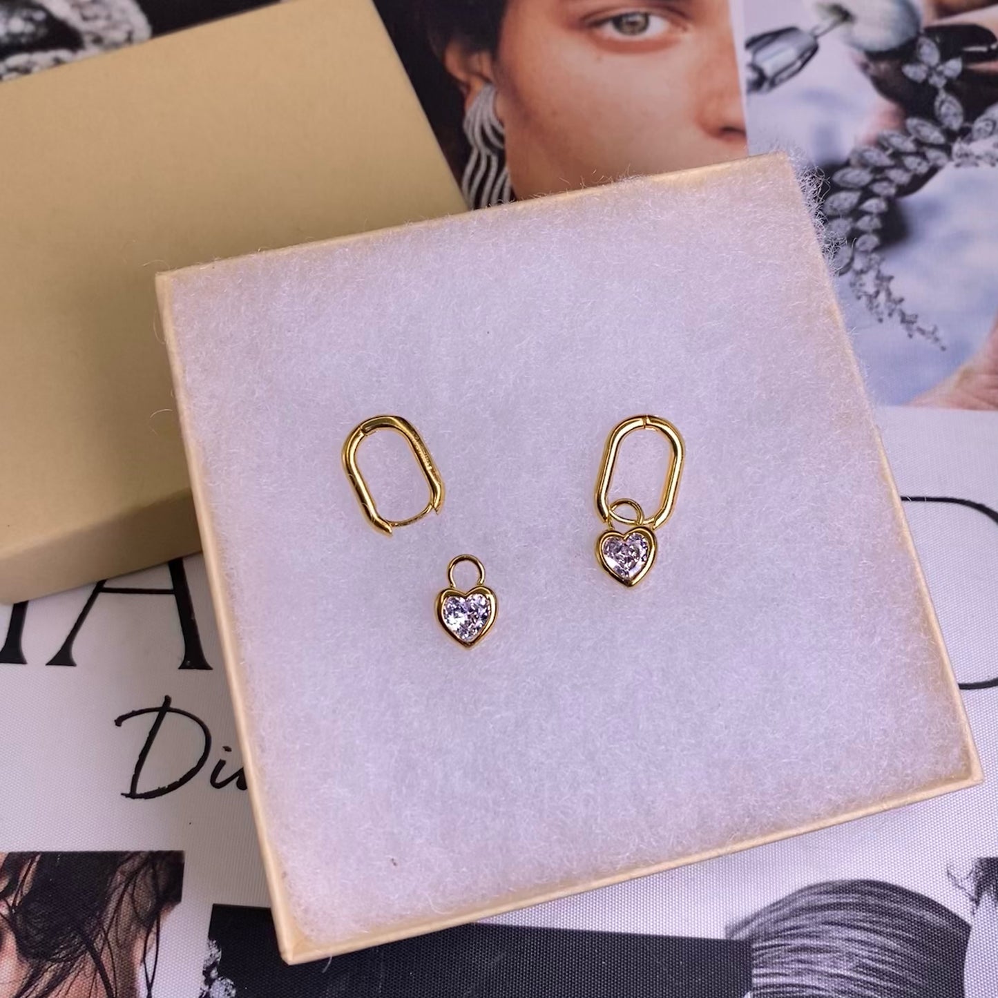 Ode Veza Diamond Heart Drop Yellow Gold Earring