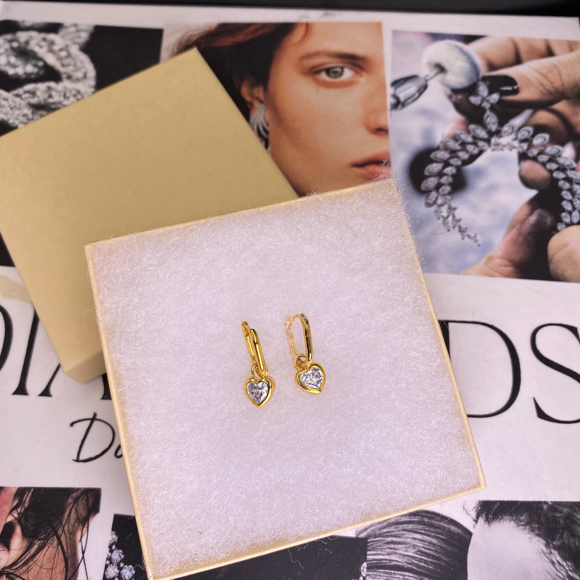 Ode Veza Diamond Heart Drop Yellow Gold Earring