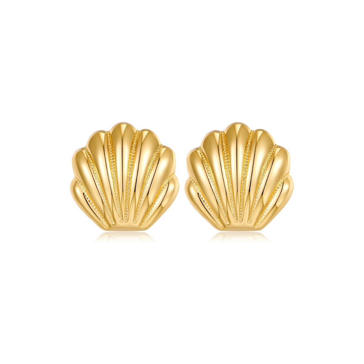 Sea Shell Yellow Gold Earrings
